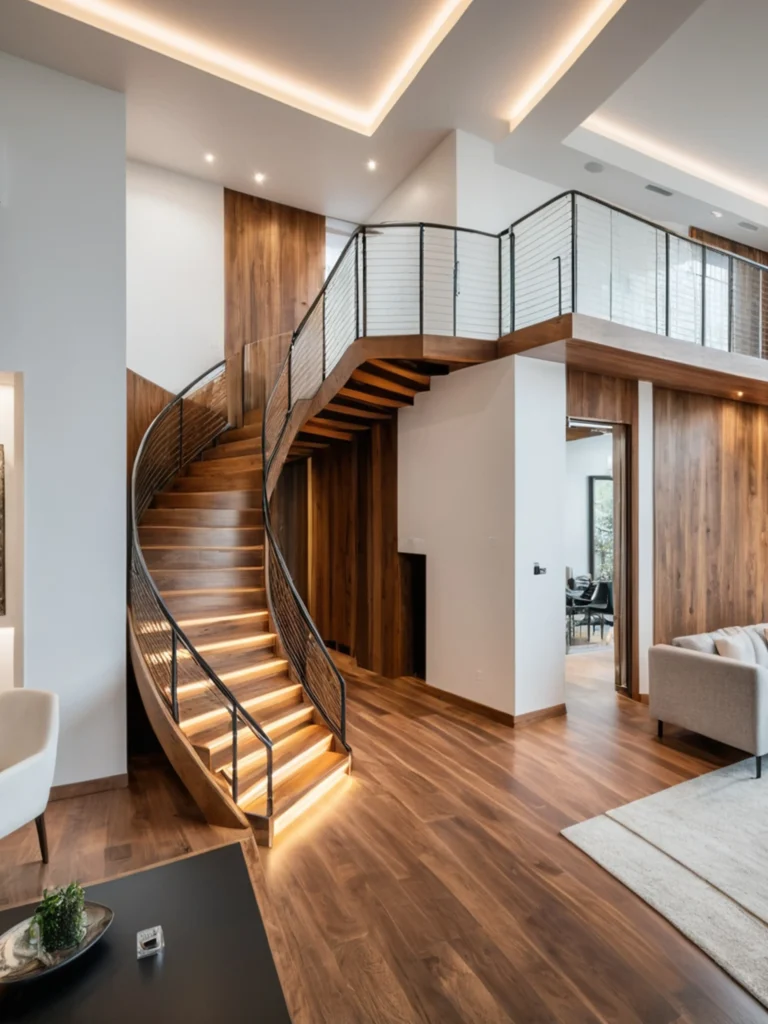 Living room design with wood material